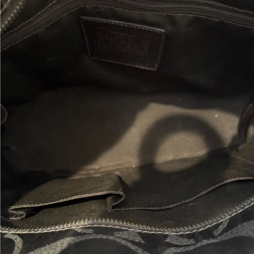 COACH Gallery Metallic Dark Chocolate Bronze Jacquard Signature Studded Tote